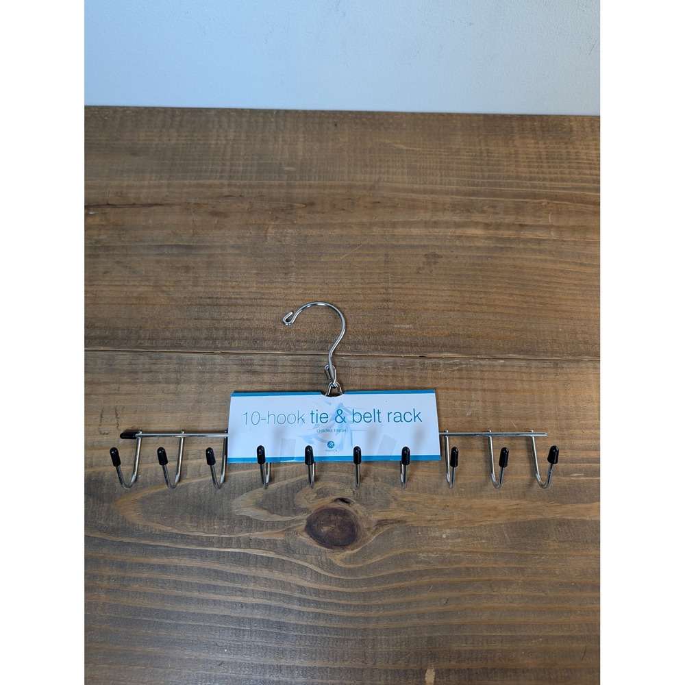 Merrick 10 Hook Tie and Belt Rack Chrome Finish Closet Organizer C66190-CH New